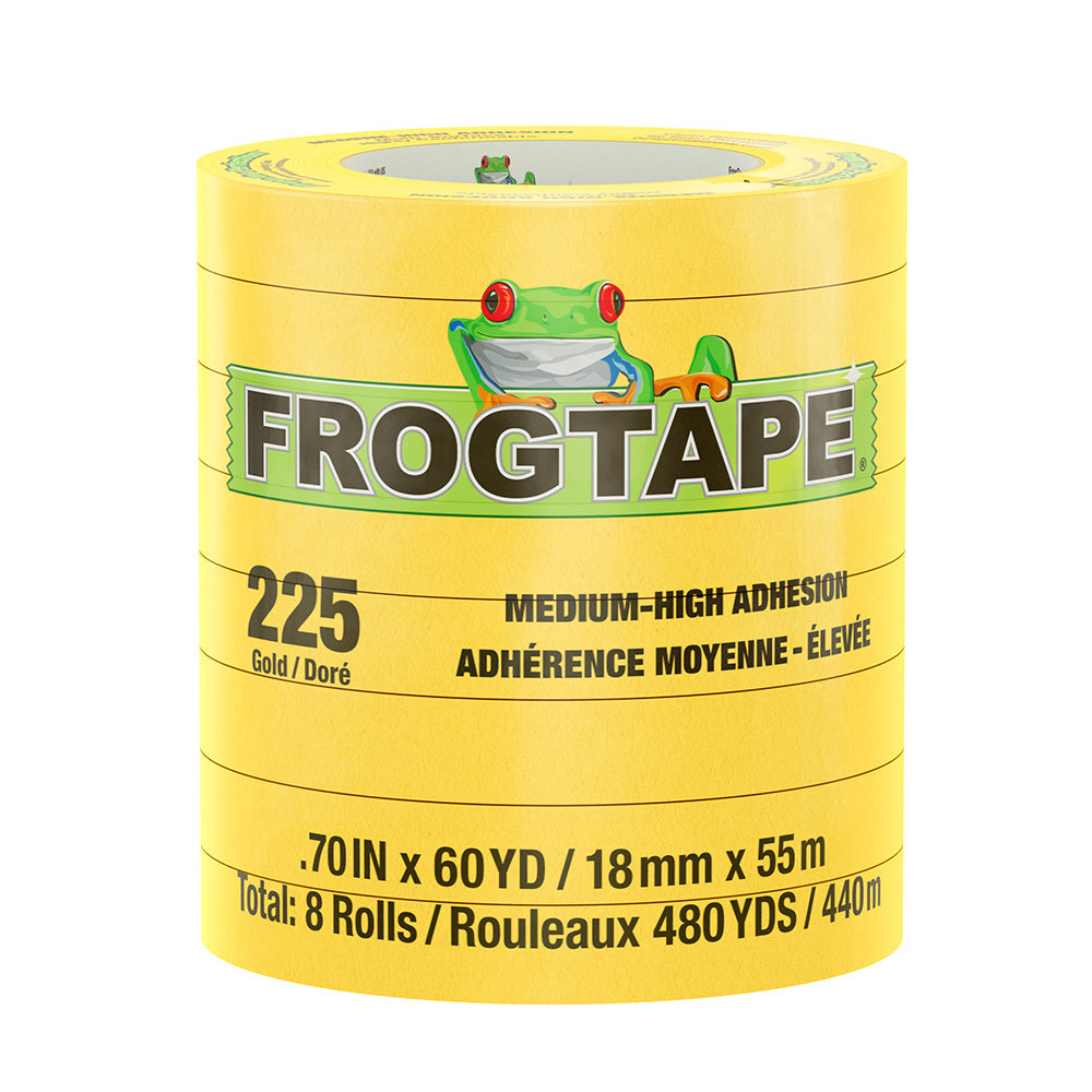 FrogTape CP 225 Medium-High Adhesion Masking Tape - 18MM x 55M x 12-Pack - Gold - Rated f/225F [105545]