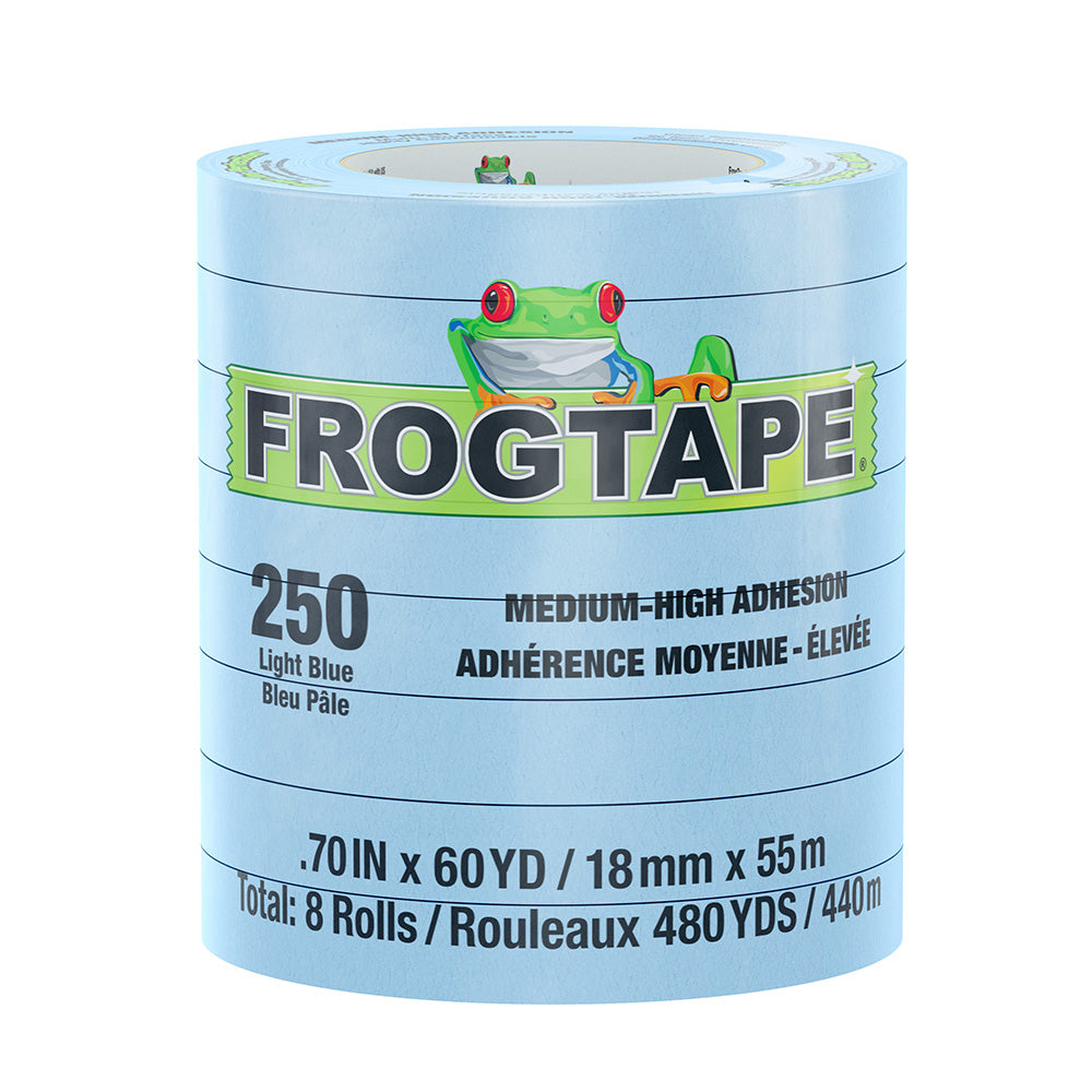 FrogTape CP 250 Medium-High Adhesion Masking Tape - 18MM x 55M x 12-Pack - Light Blue - Rated f/250F [105770]