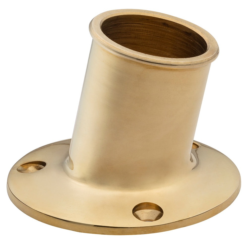 Whitecap Top Mount Flag Pole Socket 1-1/4" ID - Polished Brass [S-5003BC]