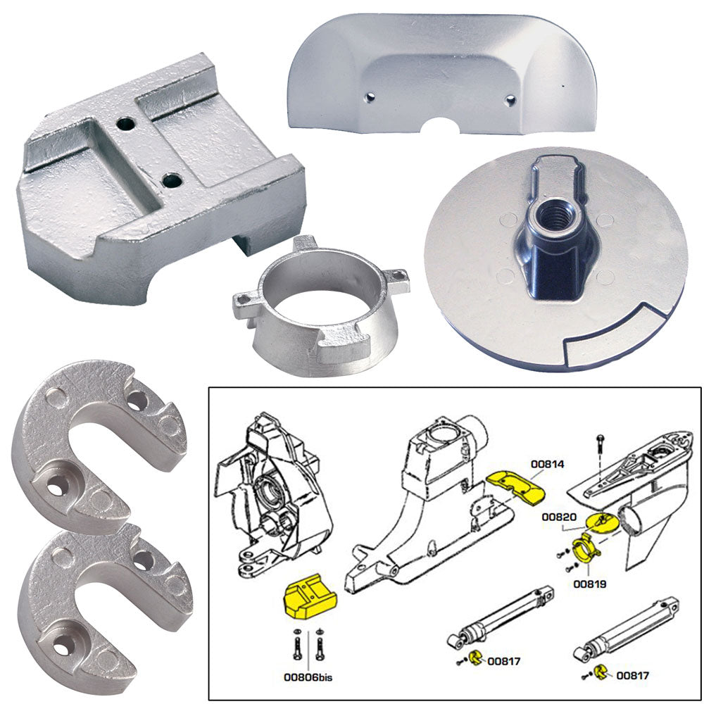 Tecnoseal Anode Kit w/Hardware - Mercury Alpha 1 Gen 2 - Zinc [20801]