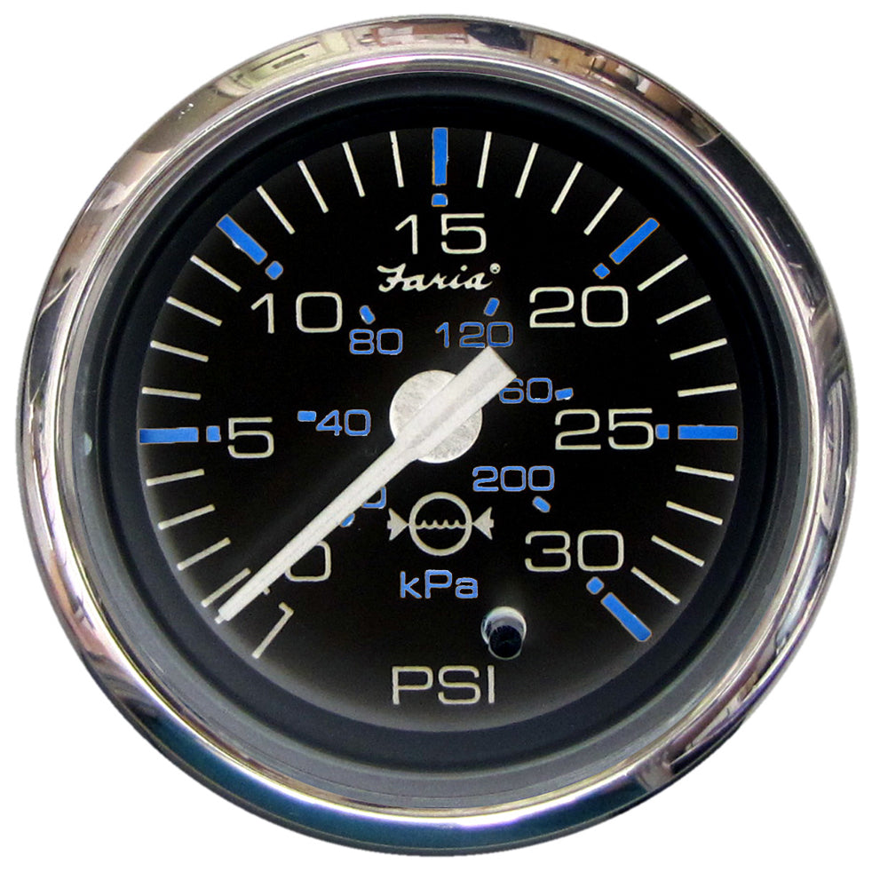 Faria Chesapeake Black 2" Water Pressure Gauge (30 PSI) [13712]