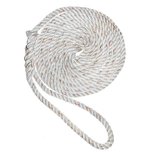 New England Ropes 1/2" Premium 3-Strand Dock Line - White w/Tracer - 35 [C6050-16-00035]