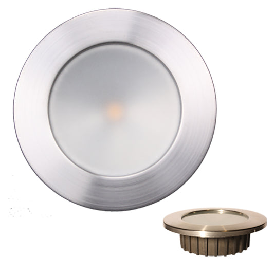 Lunasea Gen3 Warm White, RGBW Full Color 3.5 IP65 Recessed Light w/Brushed Stainless Steel Bezel - 12VDC [LLB-46RG-3A-BN]